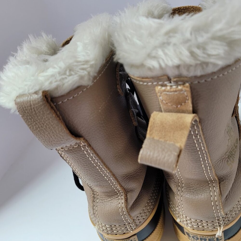 SOREL Wool Lined "Manitou" Womens Size 6 Boots Brown/Black/Yellow Vintage Rare - Picture 13 of 13